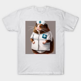 Cute guinea pig dressed as a nurse #1 T-Shirt